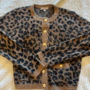J. Crew Leopard Print Cardigan with Gold Buttons